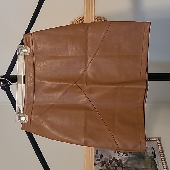 Dresses & Skirts - NWT Brown Faux Leather Mini Pencil Skirt